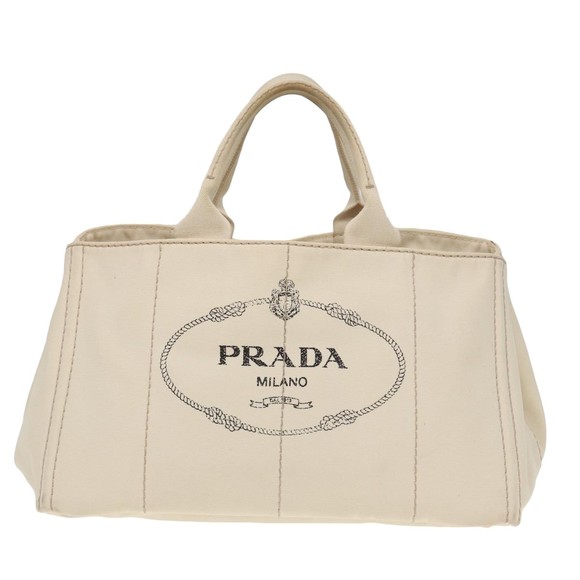 PRADA Canapa GM Hand Bag Canvas White Auth ep4930 - Picture 2 of 16